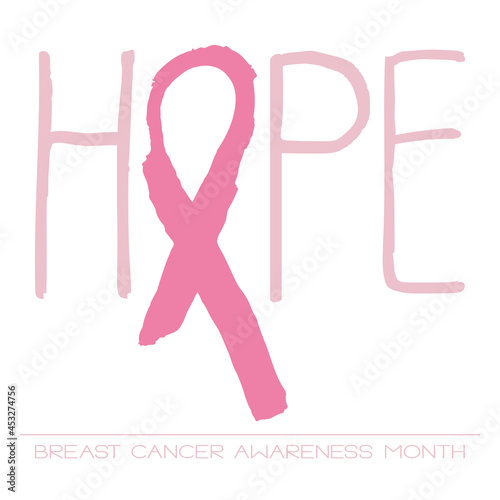 Breast Cancer Awareness, Pink Ribbon on white (ID: 453274756)