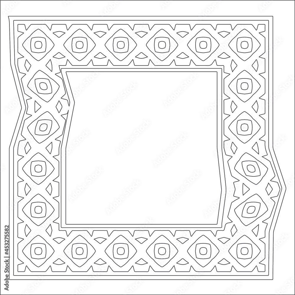 Decorative line art frames for design template. Elegant element for design in Eastern style, place for text. Black outline floral border. Lace vector illustration for invitations and greeting cards Decorative line art frames for design template. Elegant element for design in Eastern style, place for text. Black outline floral border. Lace vector illustration for invitations and greeting cards