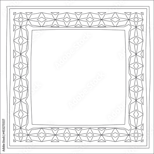 Decorative line art frames for design template. Elegant element for design in Eastern style, place for text. Black outline floral border. Lace vector illustration for invitations and greeting cards