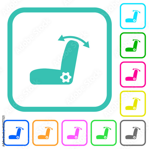 Car seat adjustment vivid colored flat icons
