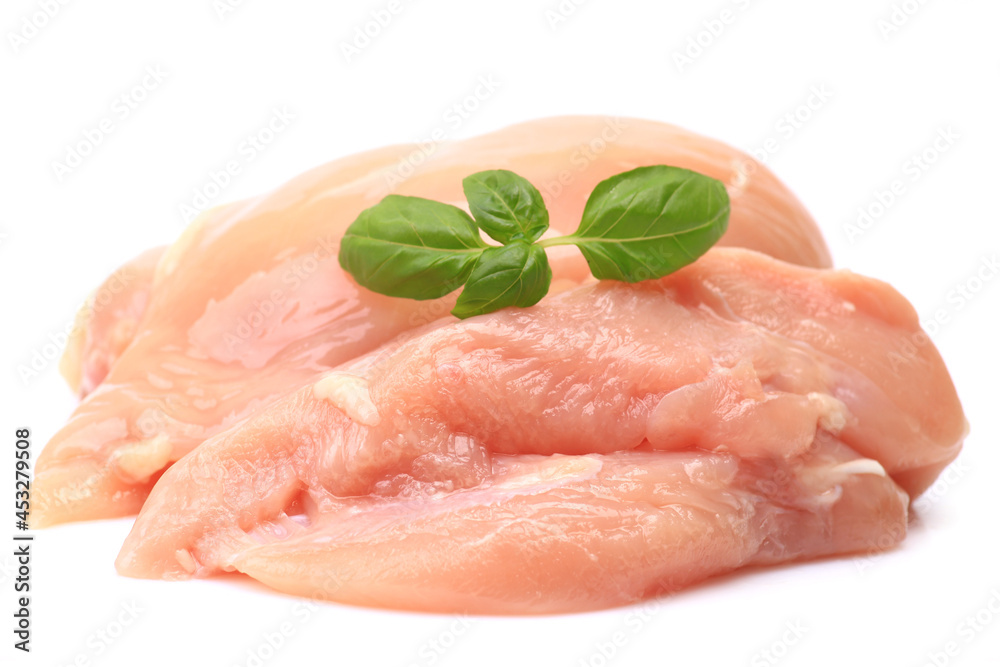 Chicken meat on a white background Chicken meat on a white background