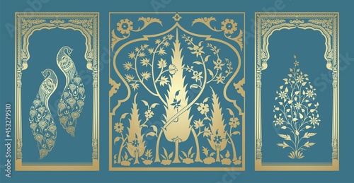 peacock motif designs, textile , Rajasthan, royal India	