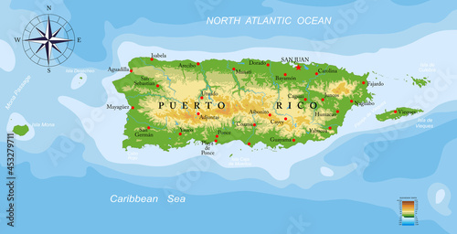 Puerto Rico-highly detailed physical map photo