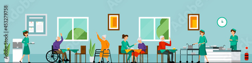 Flat Nursing Home Characters Composition