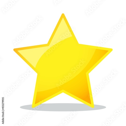 Yellow star in 2d vector logo.