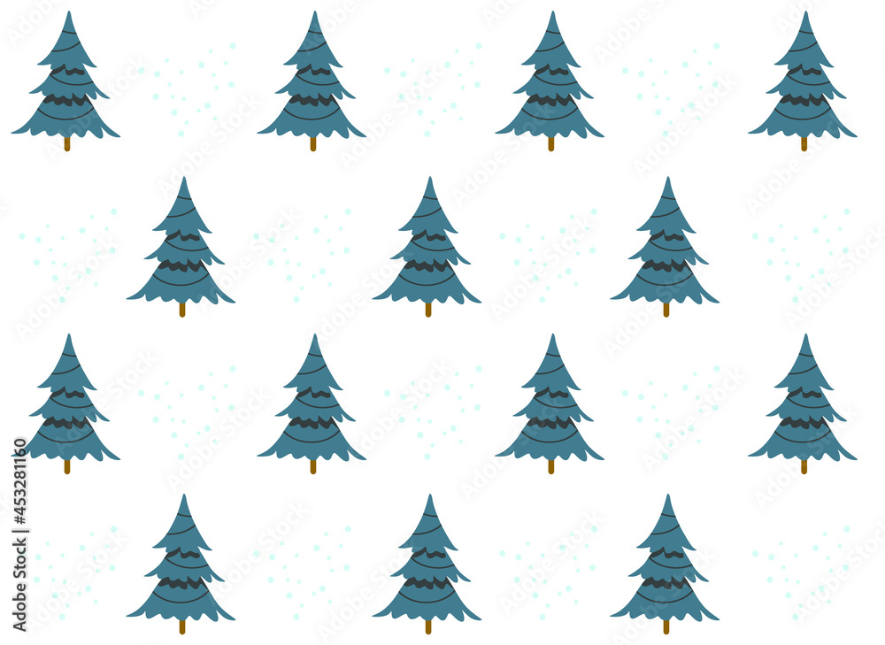 Christmas tree vector pattern. Illustration in flat style. Fir-tree forest. 