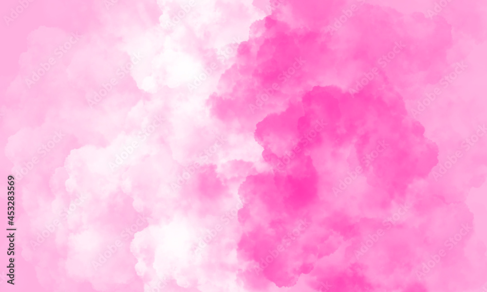 Sky with beautiful clouds. Cloud background. Pink cloud texture background. White and pink Clouds on pink background.