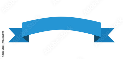 blue simple ribbon banner label on white background