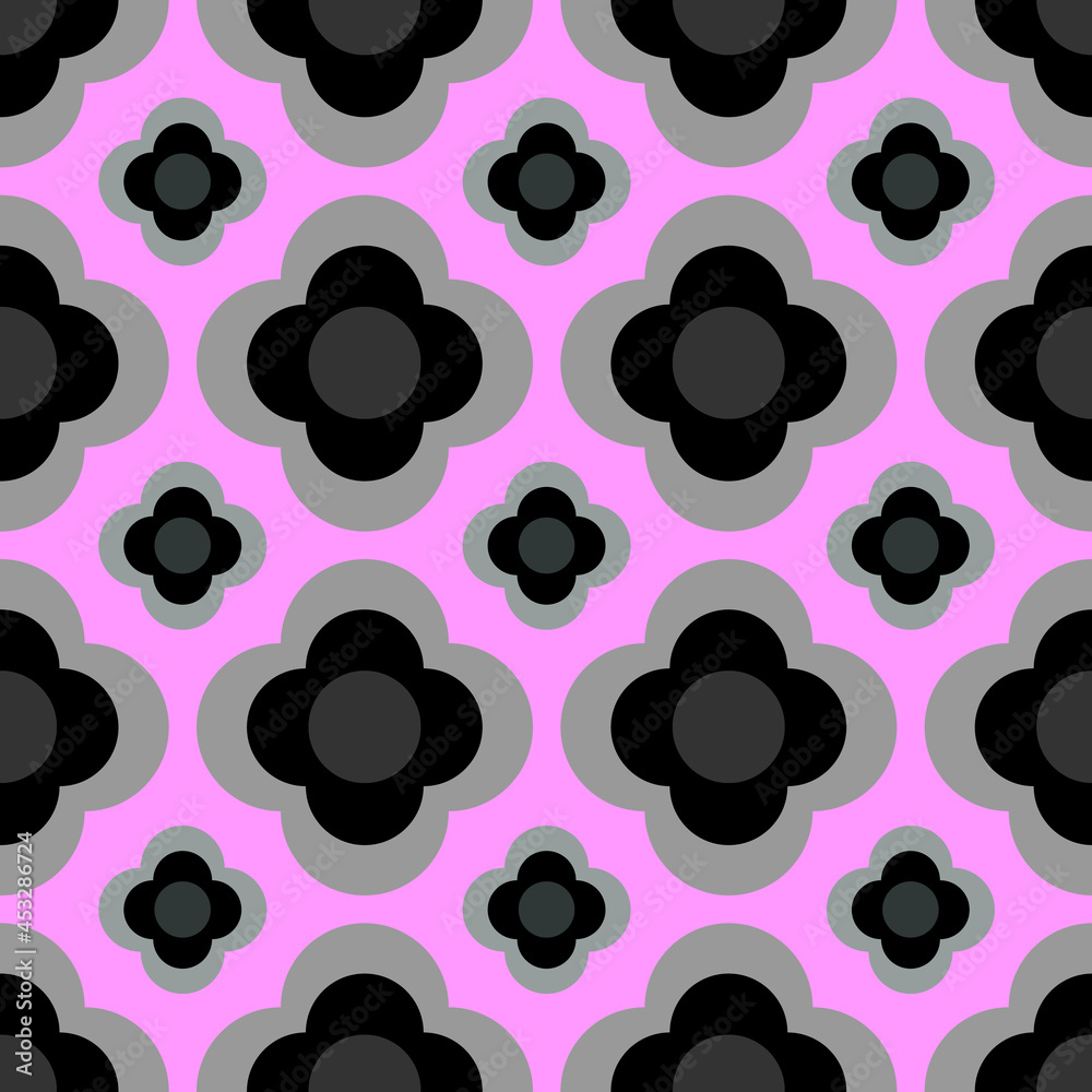 Seamless lined gray floral motifs for fabric and printed products on a pink background. Seamless lined gray floral motifs for fabric and printed products on a pink background.