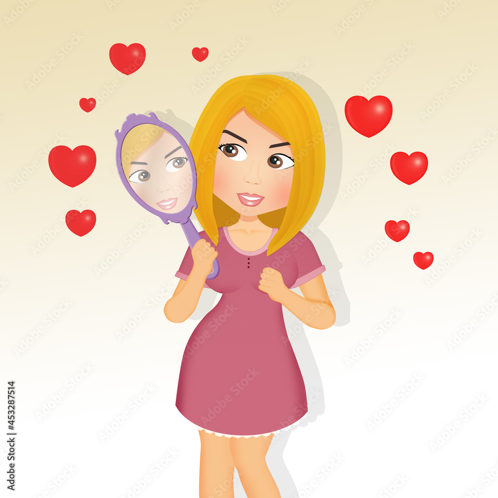 illustration of narcissist woman illustration of narcissist woman