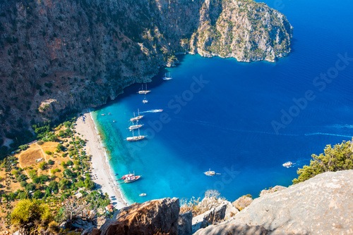 Fototapeta Naklejka Na Ścianę i Meble -  Butterfly Valley (Turkish: Kelebekler Vadisi) is a valley in Fethiye district, Mugla Province, on the Mediterranean coast of Turkey. Oludeniz - Fethiye, Mugla, Turkey.