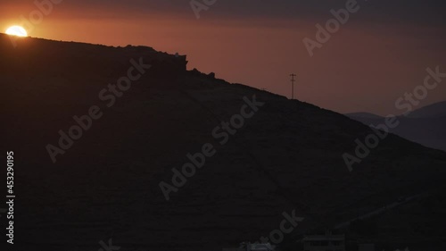 silhuete sunset in the mountains photo