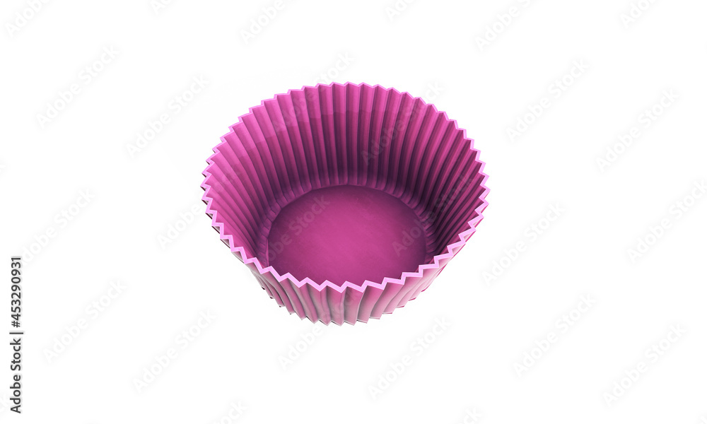 Pink Colorful Cupcake Silicone Cups on a white background. 3d Rendering Pink Colorful Cupcake Silicone Cups on a white background. 3d Rendering