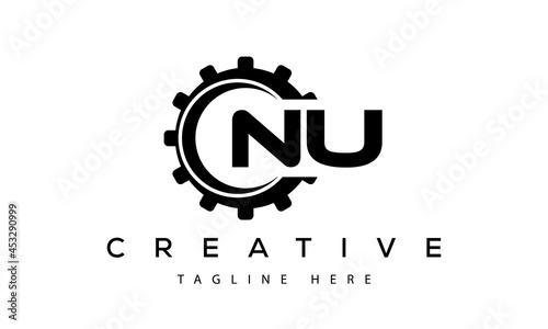 Gear letter NU logo icon Design Vector	