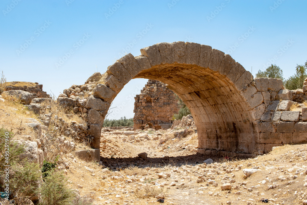 ruins of the roman amphitheater in port city