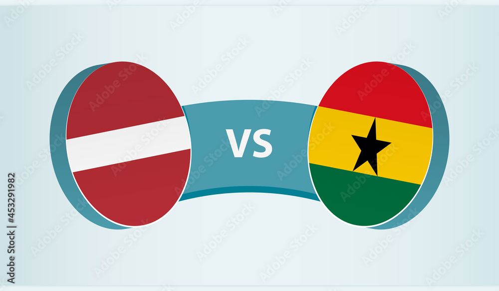 Latvia versus Ghana, team sports competition concept. Latvia versus Ghana, team sports competition concept.