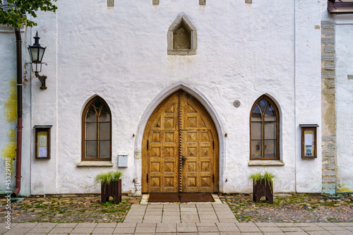 Old facade of St. Mary s Church in Tallinn Estonia.