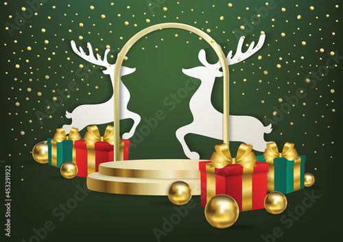 Christmas podium art background vector