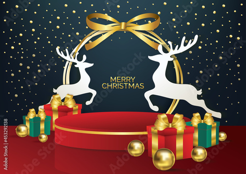 Christmas podium art background vector