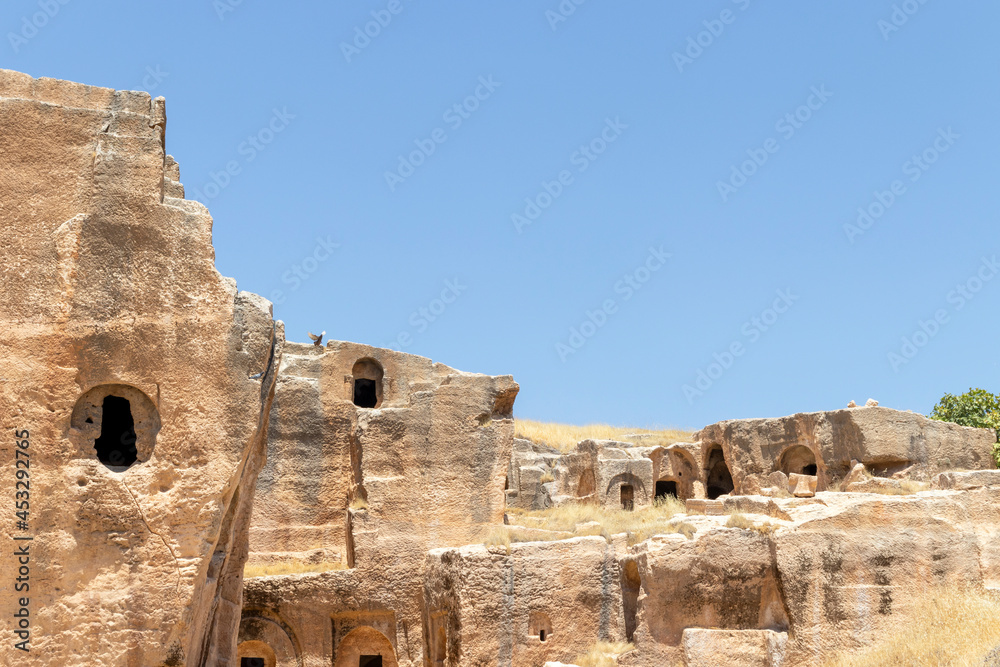 Mardin Province, Dara Ancient City. rock carved old city texture. Anastasiopolis