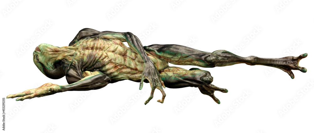 Fototapeta premium 3D Rendering Green Alien on White