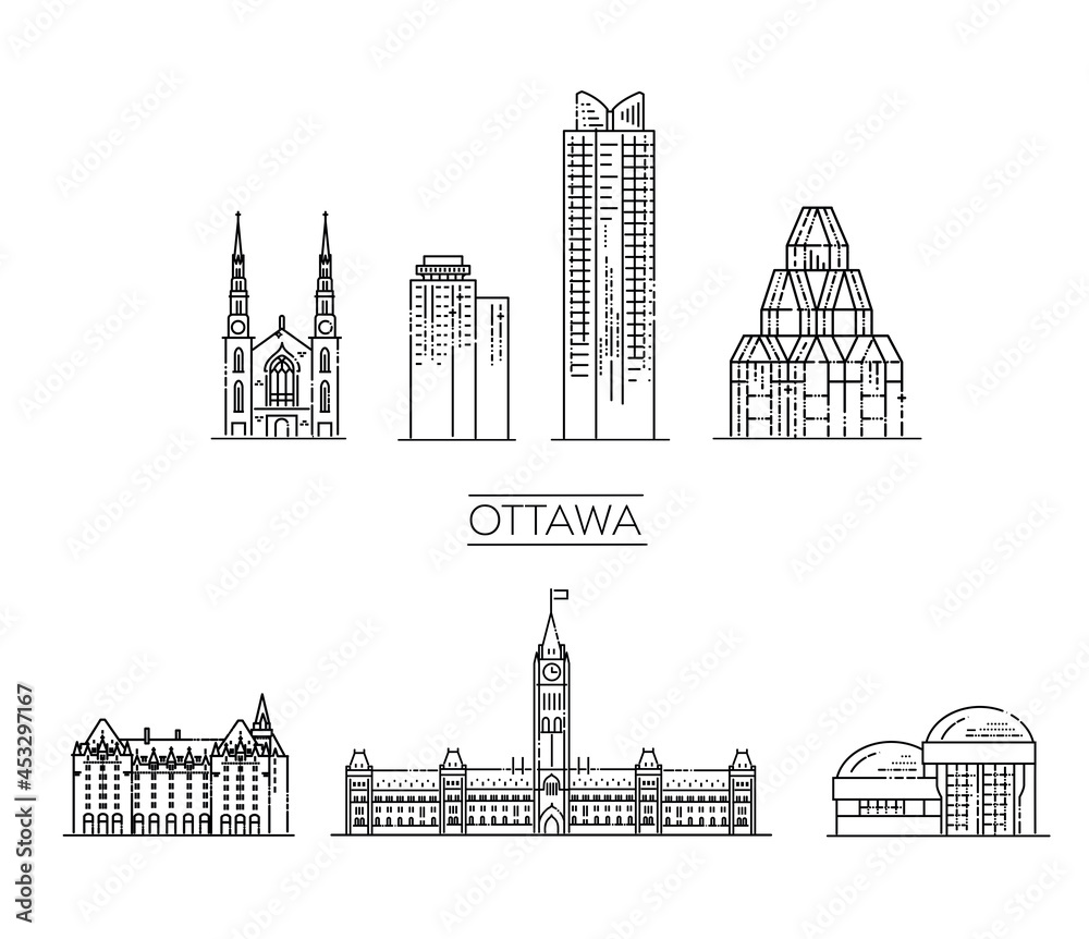 Ottawa architecture line skyline illustration