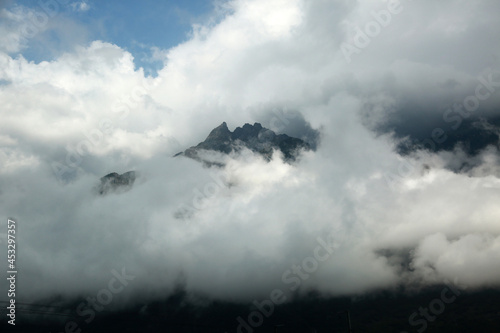 mountain with clouds