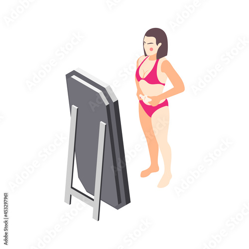 Mirror Looking Woman Composition