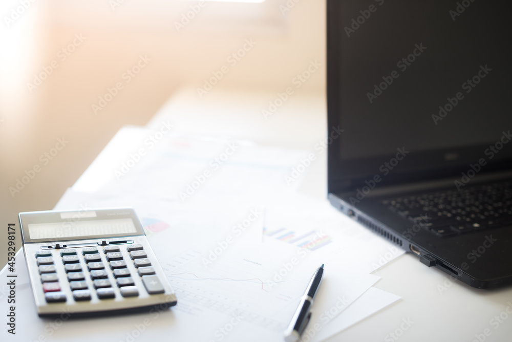 Blurred Background, work from home business and discussing with financial data and report graph. home office working concept. and space for text Blurred Background, work from home business and discussing with financial data and report graph. home office working concept. and space for text