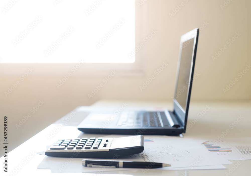 Blurred Background, work from home business and discussing with financial data and report graph. home office working concept. and space for text Blurred Background, work from home business and discussing with financial data and report graph. home office working concept. and space for text