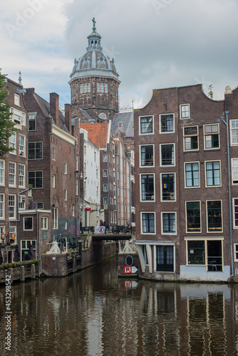 view of old Amsterdam canal houses