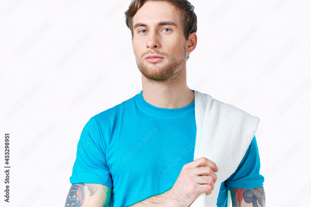 sports man in t-shirt workout fitness gym sports man in t-shirt workout fitness gym