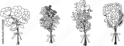 ナチュラルな小ぶりの花束イラスト