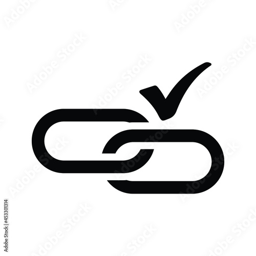 Backlink, checker icon. Black vector graphics.