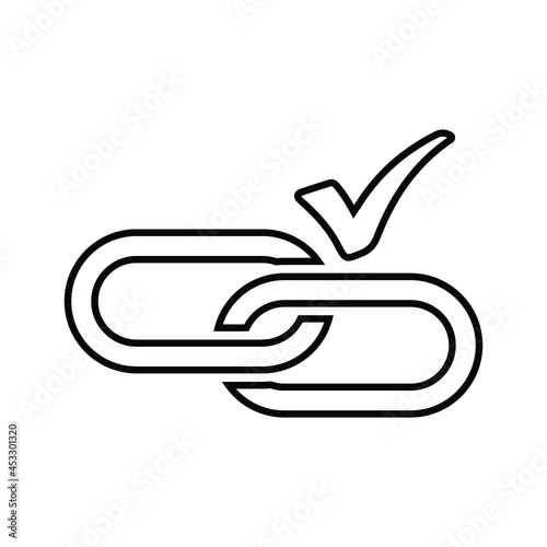 Backlink, checker outline icon. Line art vector.