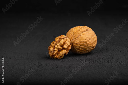 Walnut on a dark background