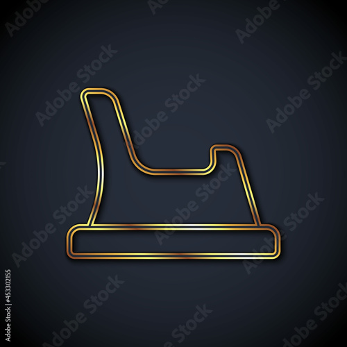 Gold line Baby potty icon isolated on black background. Chamber pot. Vector