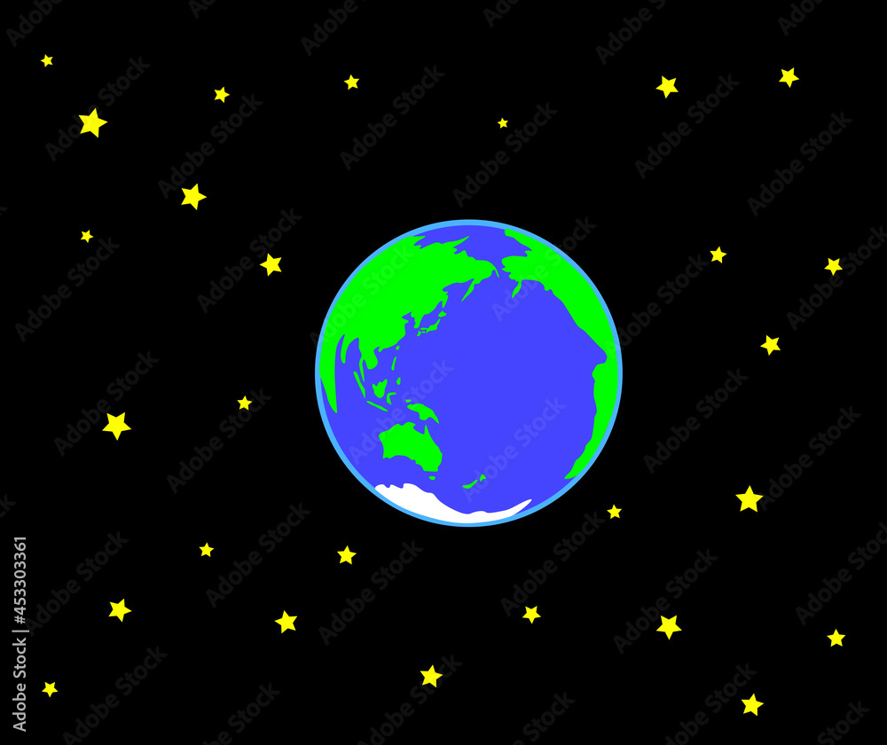 宇宙に浮かぶ地球のイラスト素材 Vektornyj Obekt Stock Adobe Stock