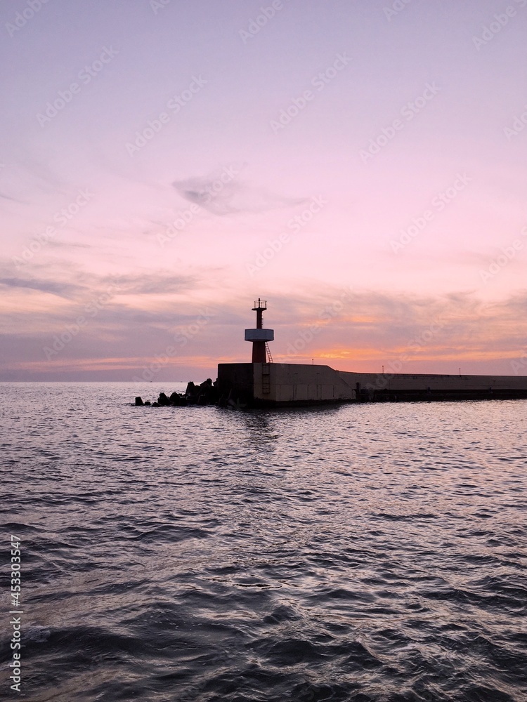 Lighthouse at sunset.