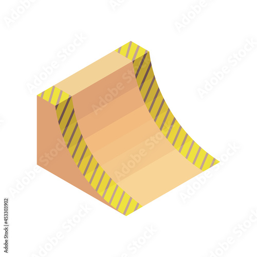 Isometric skatepark element, ramp. Infrastructure for sporty mans riding on the skateboard. Modern youth leisure. Recreation playground vector illustration