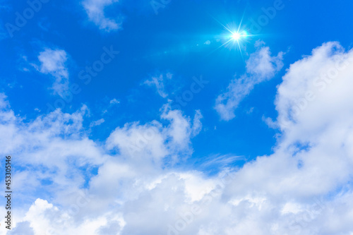 太陽の日差しと爽やかな青空と雲の背景素材_c_05