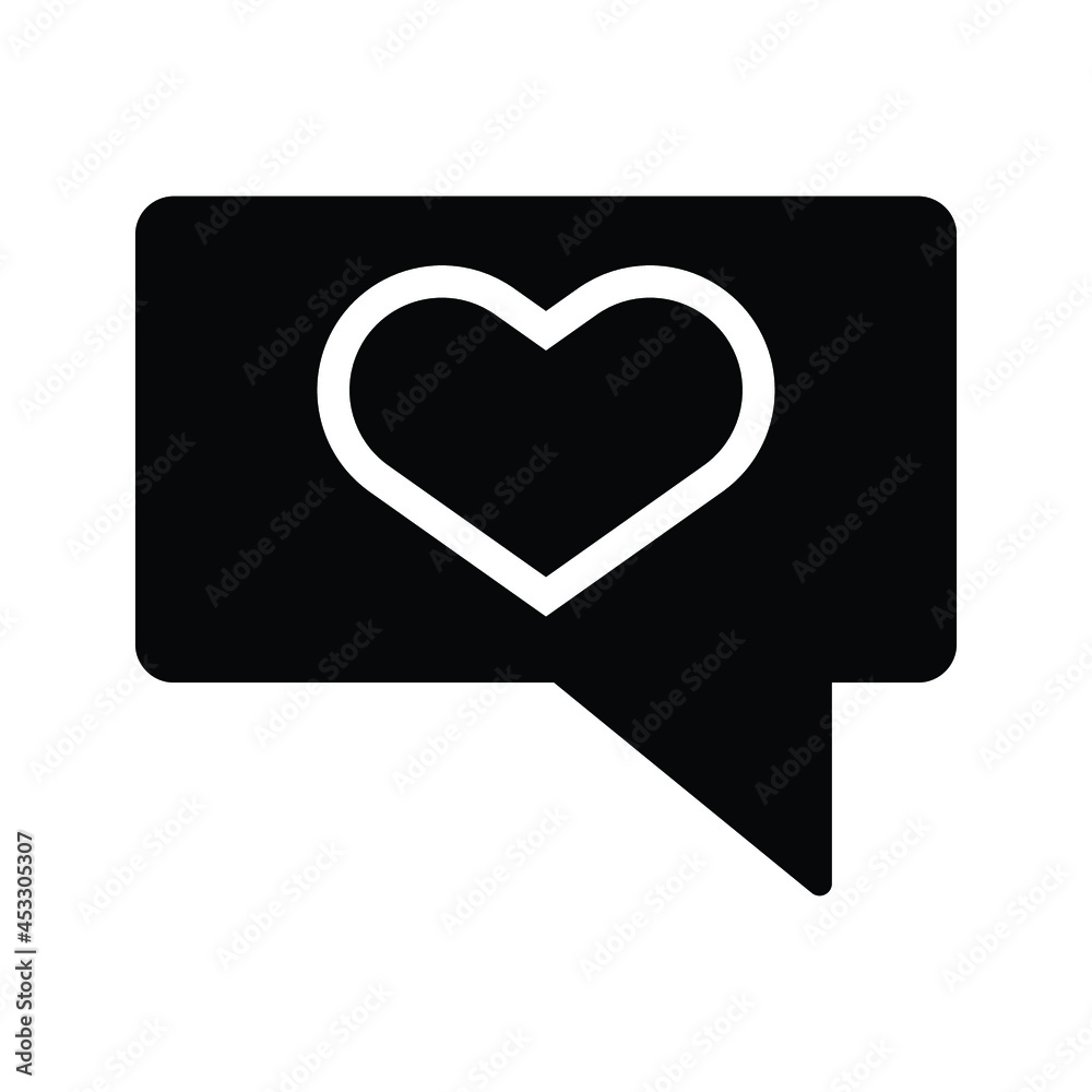 Chat, favorite, love icon. Black vector graphics.