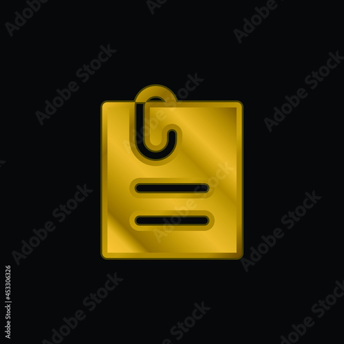 Attached File gold plated metalic icon or logo vector