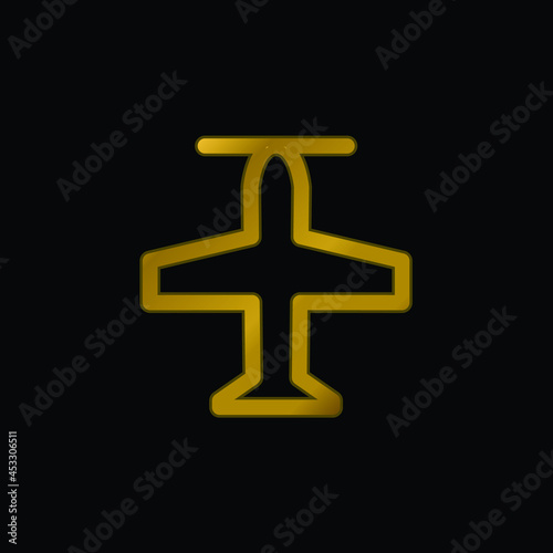 Airscrew gold plated metalic icon or logo vector