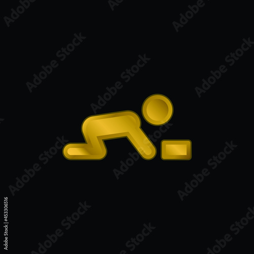 Baby gold plated metalic icon or logo vector