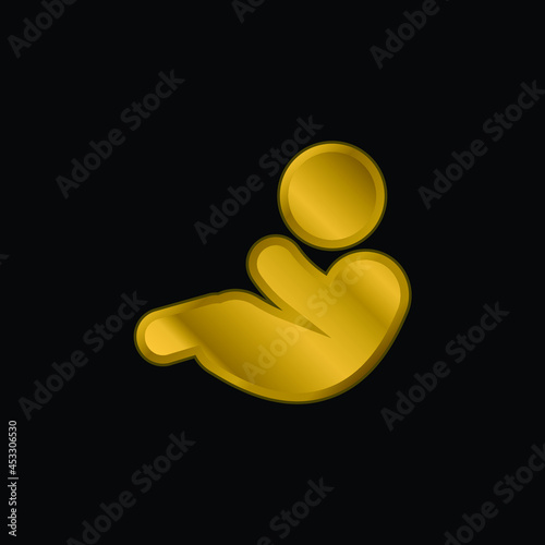 Baby Boy gold plated metalic icon or logo vector