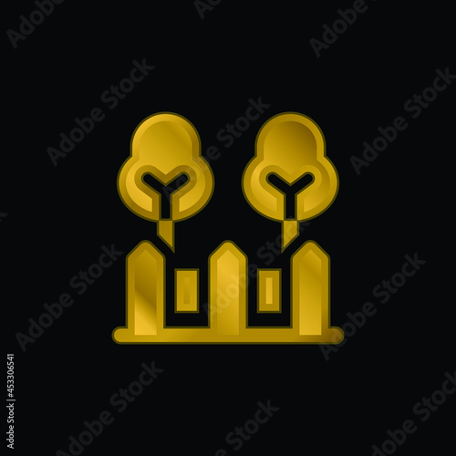 Backyard gold plated metalic icon or logo vector