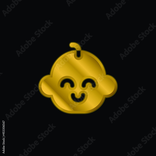 Baby Boy gold plated metalic icon or logo vector