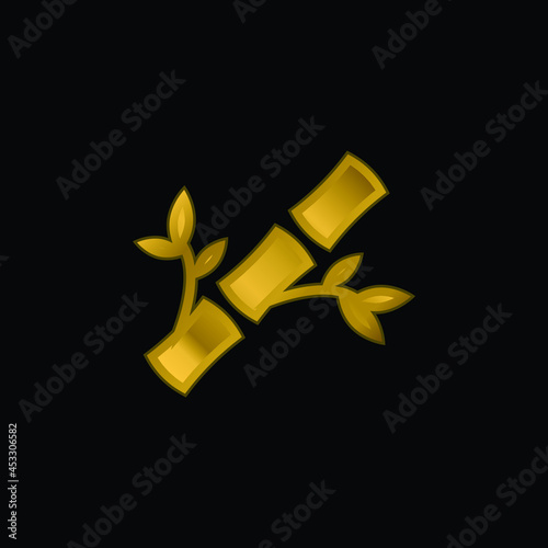 Bamboo gold plated metalic icon or logo vector