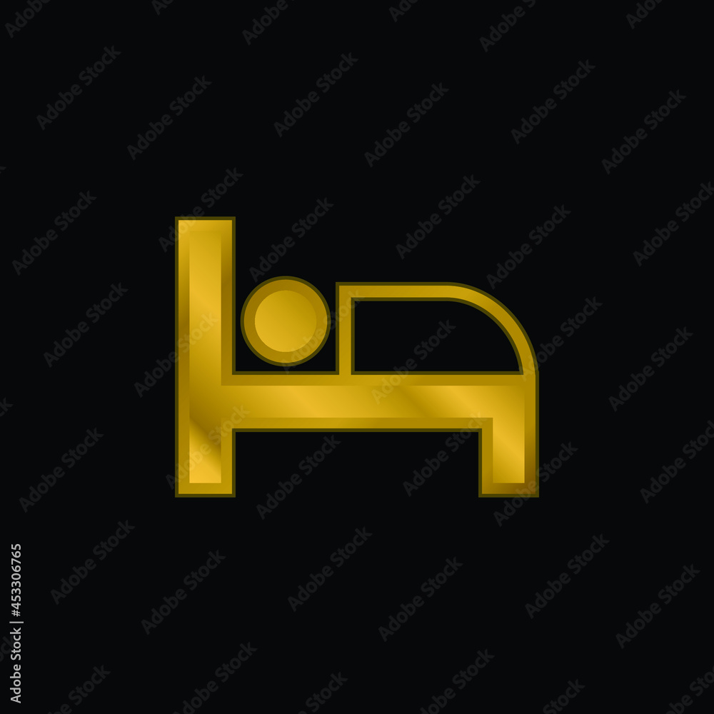 Bed gold plated metalic icon or logo vector Bed gold plated metalic icon or logo vector